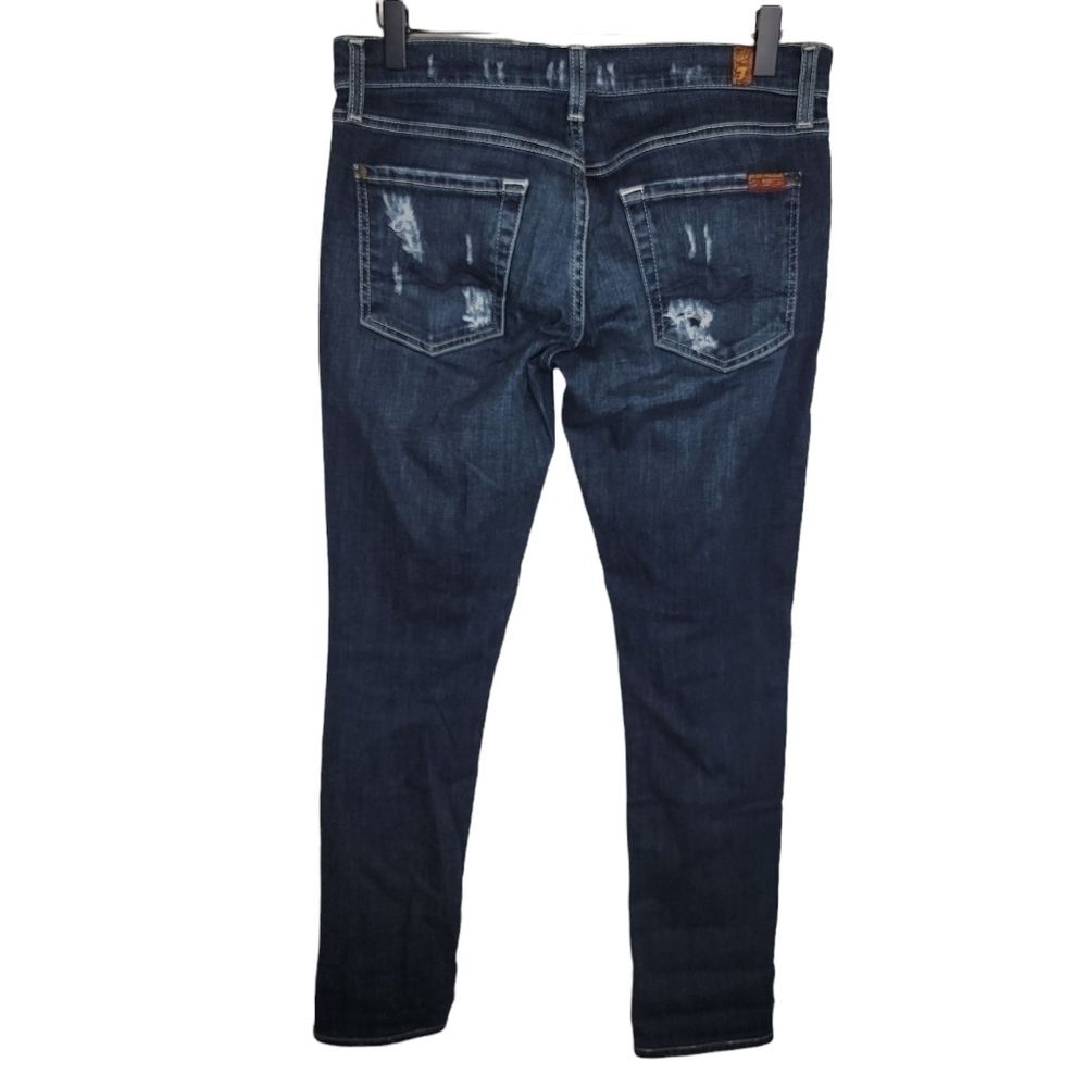 Seven for all Mankind distressed ripped skinny denim jeans 27 - Picture 2 of 6